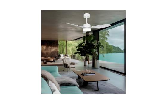 Ventilador Techo 3 Palas 106 cm Blanco Luz Serie Valcano