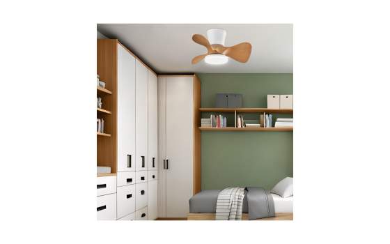 Ventilador Techo 3 Palas 56 cm Blanco Madera Serie Siux