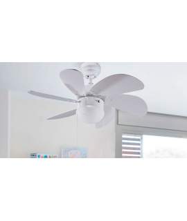 Ventilador Techo 6 Palas Blanco Con Luz