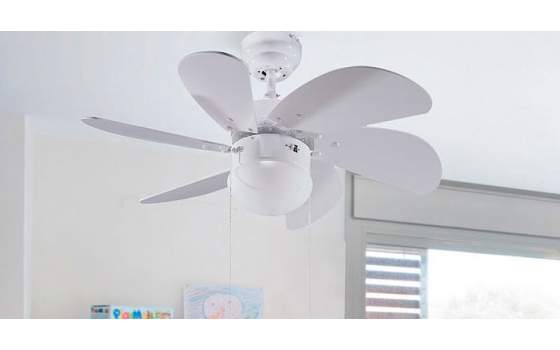 Ventilador Techo 6 Palas Blanco Con Luz