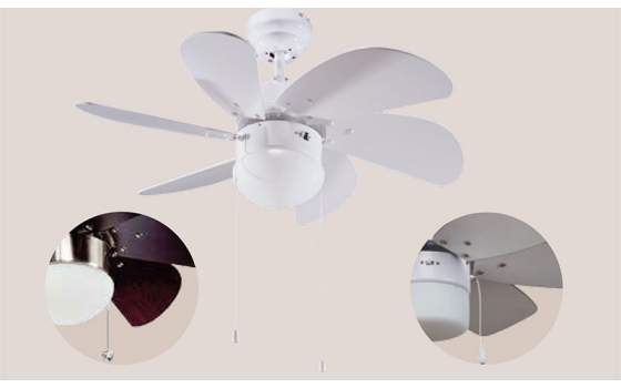 Ventilador Techo 6 Palas Blanco Con Luz