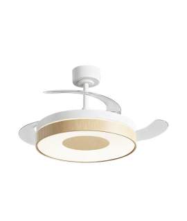 Ventilador techo Blanco Madera con Led 3 Palas de 106 Dunat
