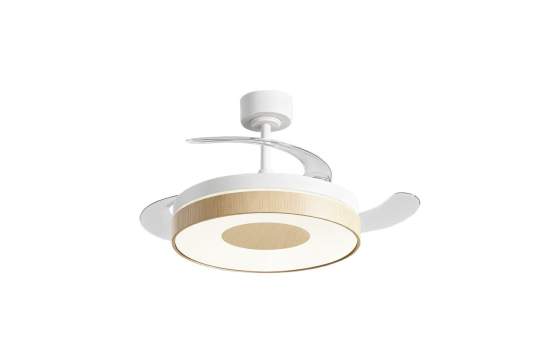 Ventilador techo Blanco Madera con Led 3 Palas de 106 Dunat