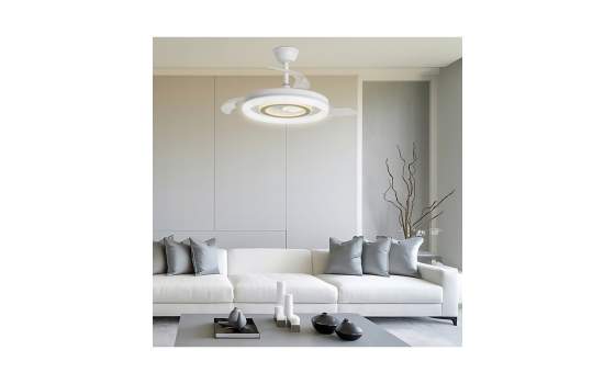 Ventilador Techo Blanco Plata con Aspas Retractiles Bribon