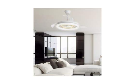 Ventilador Techo Diseño Blanco con Aspas Retráctiles Serie Bribó
