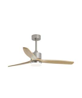 Ventilador Techo Lampara Color Niquel Madera Clara Madeira