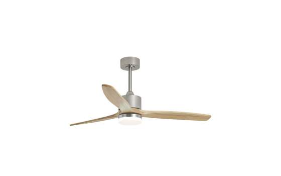 Ventilador Techo Lampara Color Niquel Madera Clara Madeira