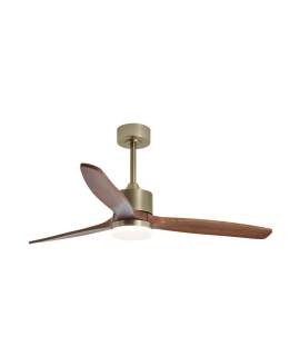 Ventilador Techo Lampara Color Oro Madera Oscura Madeira