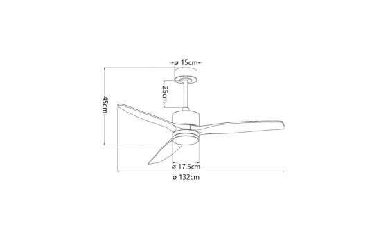 Ventilador Techo Lampara Negro Madera Natural Serie Madeira