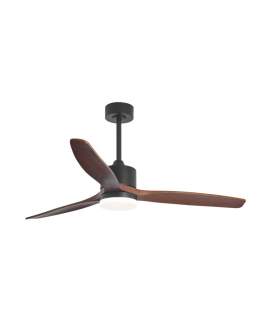 Ventilador Techo Lampara Negro Madera Oscura Serie Madeira