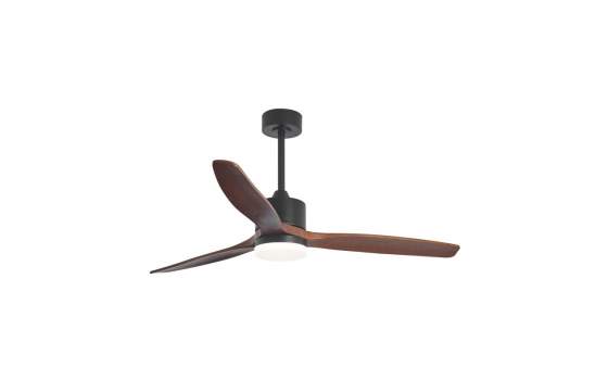 Ventilador Techo Lampara Negro Madera Oscura Serie Madeira