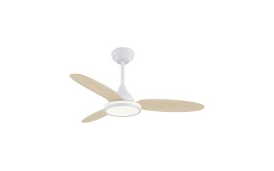 Ventilador Techo Luz Led Blanco Madera Clara Serie Mahon