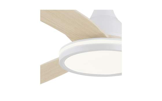 Ventilador Techo Luz Led Blanco Madera Clara Serie Mahon
