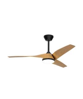 Ventilador Techo Luz Led de 132 Negro Palas Madera Serie Papua