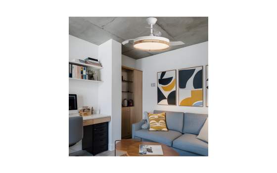 Ventilador Techo Mini Blanco y Madera 40 cm Serie Togog