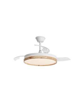 Ventilador Techo Mini Blanco y Madera 40 cm Serie Togog