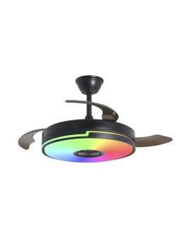 Ventilador Techo Negro con Altavoz Bluetooth y RGB Auron