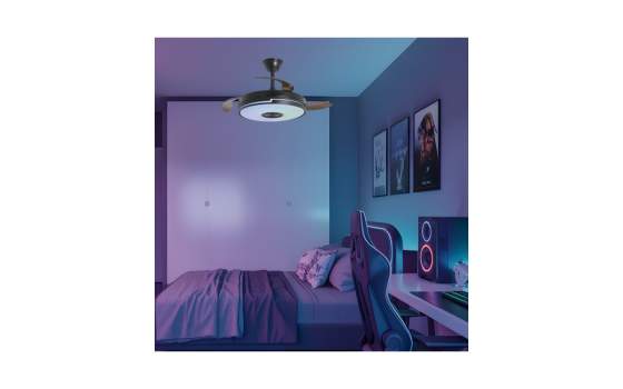 Ventilador Techo Negro con Altavoz Bluetooth y RGB Auron