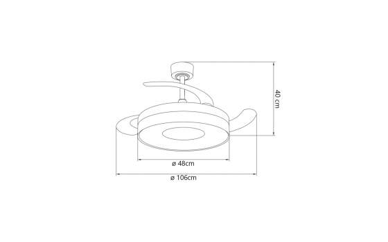 Ventilador techo Negro Madera con Led 3 Palas de 106 Dunat