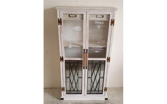 Vitrina 2 Puertas 2 Cajones Decoradas Blanca Serie Alestri