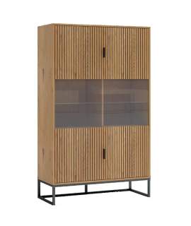 Vitrina 2 Puertas Acristaladas y Madera Acanalada Anube