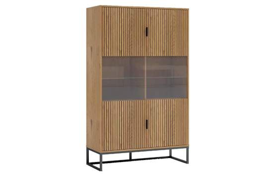 Vitrina 2 Puertas Acristaladas y Madera Acanalada Anube