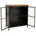Vitrina 2 Puertas Baja Indutrial Negra Tapa Madera Serie Alfame