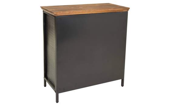 Vitrina 2 Puertas Baja Indutrial Negra Tapa Madera Serie Alfame
