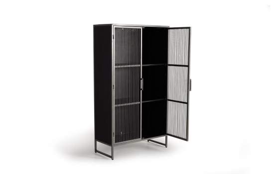 Vitrina 2 Puertas Madera Metal Estilo Industrial Serie Addari