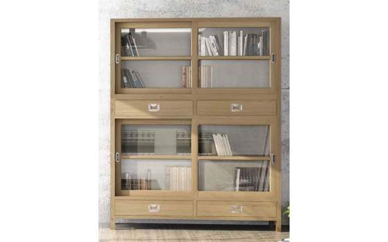 Vitrina 4 Cajones 4 Puertas Roble Adott