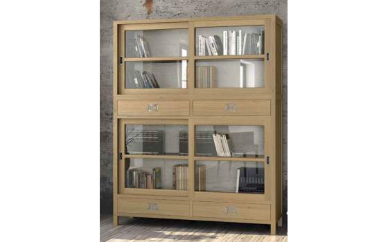 Vitrina 4 Cajones 4 Puertas Roble Adott