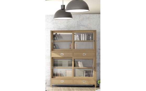 Vitrina 4 Cajones 4 Puertas Roble Adott