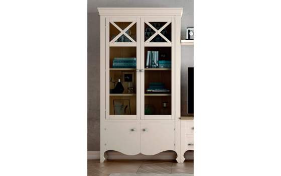 Vitrina 4 Puertas Cornisa Alta Provenzal Serie Praga
