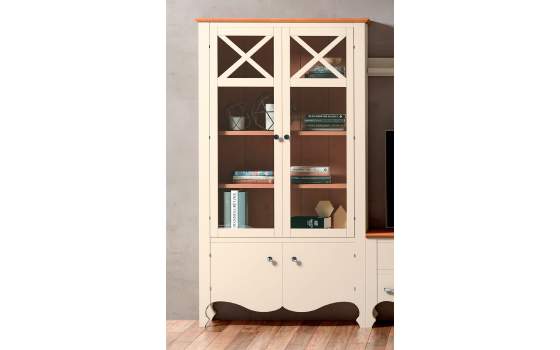 Vitrina 4 Puertas Cornisa Baja Provenzal Serie Praga