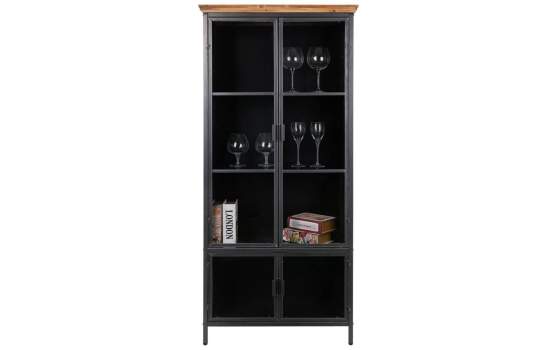 Vitrina 4 Puertas Indutrial Negra Serie Alfame