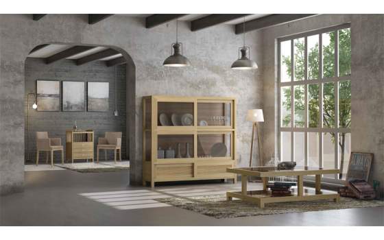 Vitrina 6 Puertas Correderas Roble Adott