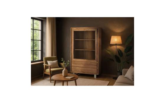 Vitrina Actual 2 Puertas 4 Cajones - Serie Aratany