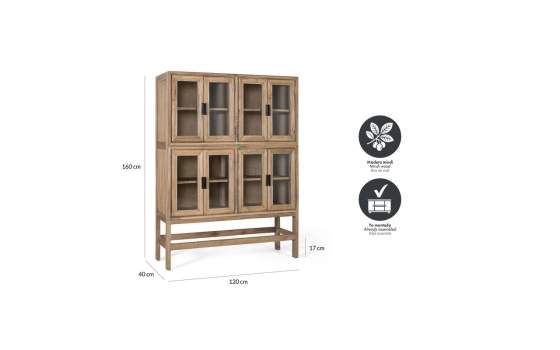 Vitrina Actual 4 Puertas Acristaladas en Madera de Mindi Virelle