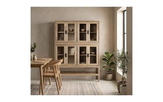 Vitrina Actual 4 Puertas Acristaladas en Madera de Mindi Virelle
