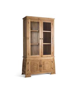Vitrina Alacena 4 Puertas Madera Teca Natural Serie Aness