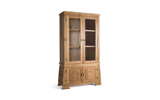 Vitrina Alacena 4 Puertas Madera Teca Natural Serie Aness