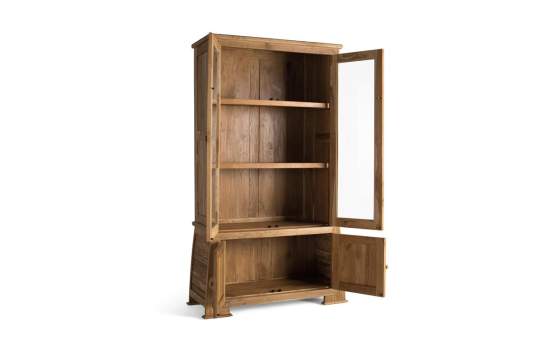 Vitrina Alacena 4 Puertas Madera Teca Natural Serie Aness