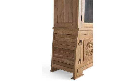 Vitrina Alacena 4 Puertas Madera Teca Natural Serie Aness