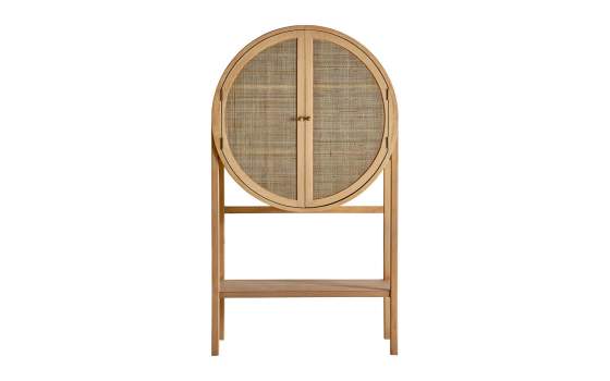 Vitrina Armario 2 Puertas Madera y Rattan Estilo Actual Bracke