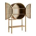 Vitrina Armario 2 Puertas Madera y Rattan Estilo Actual Bracke
