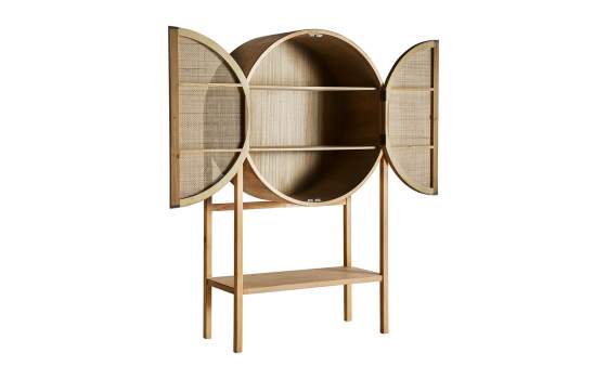 Vitrina Armario 2 Puertas Madera y Rattan Estilo Actual Bracke