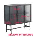 Vitrina Baja 3 Puertas Acero Gris Cristal Industrial Gray Steel