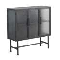 Vitrina Baja 3 Puertas Acero Gris Cristal Industrial Gray Steel