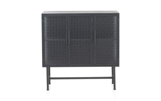 Vitrina Baja 3 Puertas Acero Gris Cristal Industrial Gray Steel