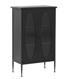 Vitrina Baja Metal Negro 2 Puertas Acristaladas Serie Aubert